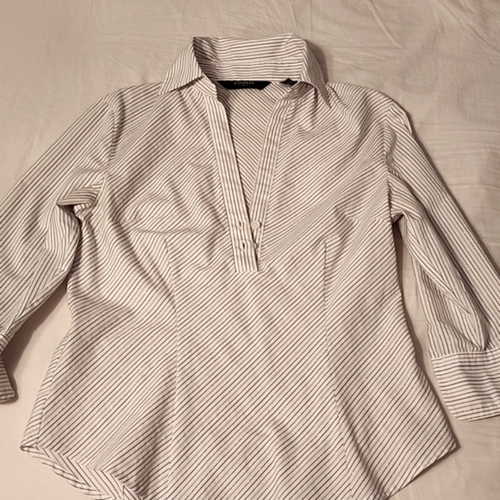 Dressy white blouse with stripes